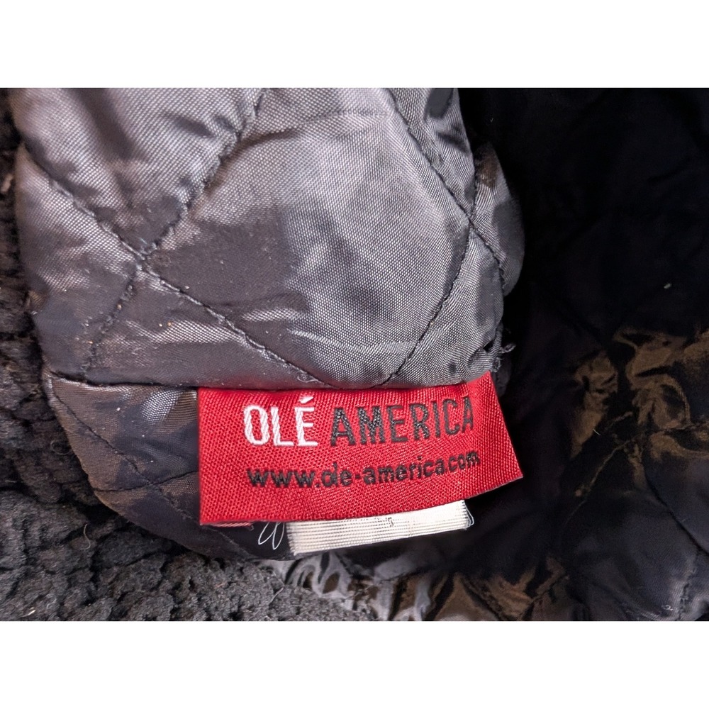 Ole America Black Trapper Hat Ear Flaps Faux Shearling Quilted Lining S - Picture 7 of 8